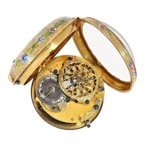 French 20K gold and enamel verge pocket watch Circa 1750 French 20K gold and enamel verge pocket watch Circa 1750