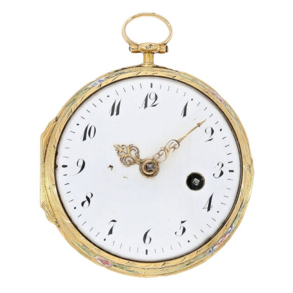 French 20K gold and enamel verge pocket watch Circa 1750 French 20K gold and enamel verge pocket watch Circa 1750