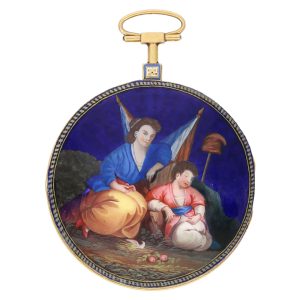 Large French 18K gold open faced verge watch Circa 1795