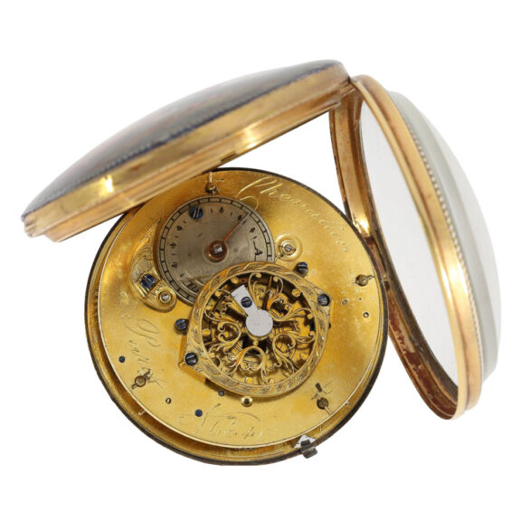 Large French 18K gold open faced verge watch Circa 1795 Large French 18K gold open faced verge watch Circa 1795