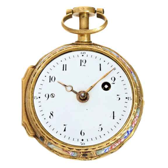 French gold and enamel repeating à toc et à tact verge Circa 1760 French gold and enamel repeating à toc et à tact verge Circa 1760