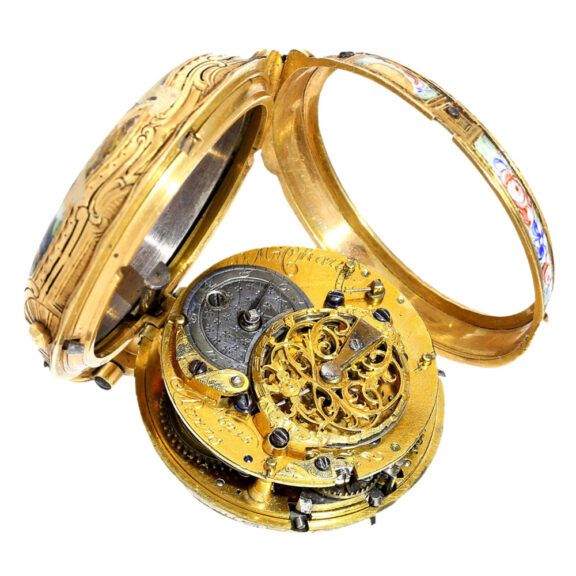 French gold and enamel repeating à toc et à tact verge Circa 1760 French gold and enamel repeating à toc et à tact verge Circa 1760