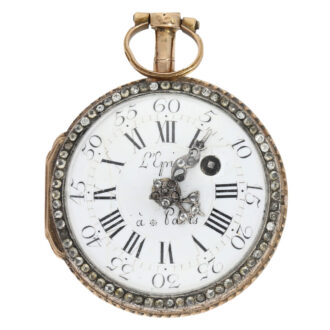 French 18K rose gold open faced verge pocket watch Circa 1765