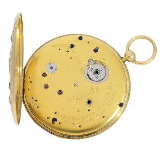 Swiss multicoloured gold and gem-set cylinder watch Circa 1840