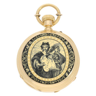 Swiss 18K gold, en grisaille enamel lever watch Circa 1860