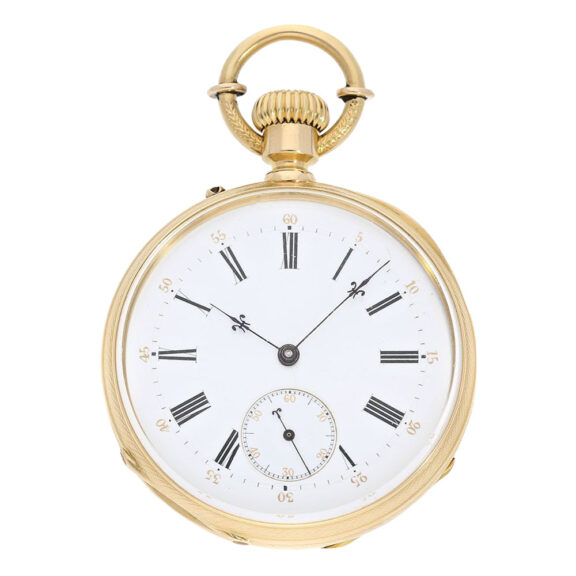 Swiss 18K gold, en grisaille enamel lever watch Circa 1860 Swiss 18K gold, en grisaille enamel lever watch Circa 1860