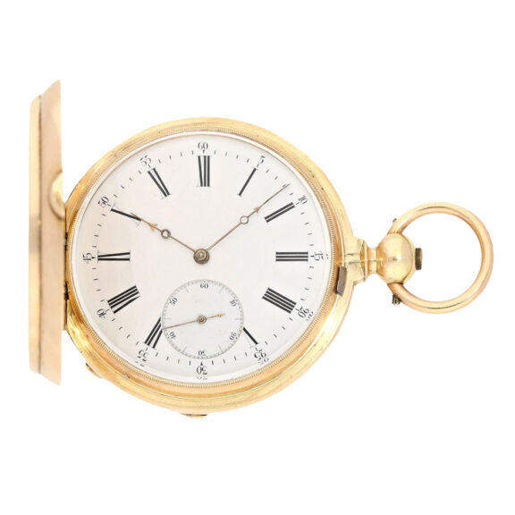 Heavy Swiss 14K gold hunting cased pocket chronometer Circa 1865