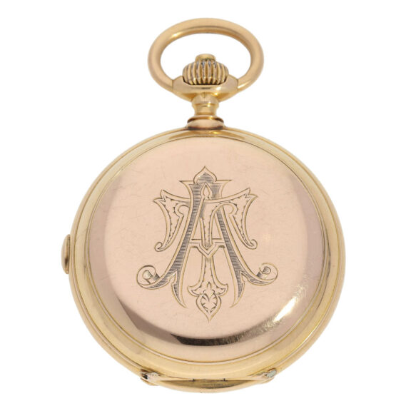 Swiss 18K gold hunting cased complicated watch Circa 1890 Swiss 18K gold hunting cased complicated watch Circa 1890