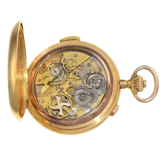 Swiss 18K gold hunting cased complicated lever watch Circa 1890