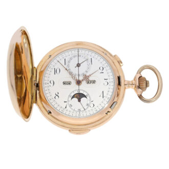 Large Swiss 14K rose gold hunting cased lever watch Circa 1900 Large Swiss 14K rose gold hunting cased lever watch Circa 1900