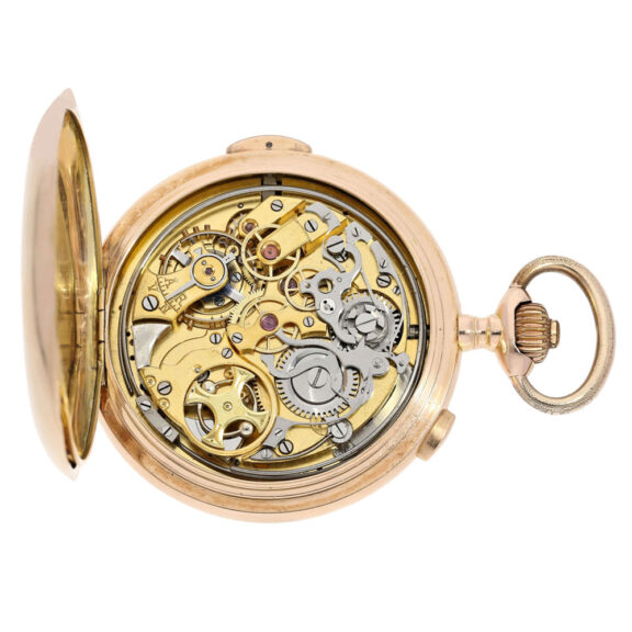 Large Swiss 14K rose gold hunting cased lever watch Circa 1900 Large Swiss 14K rose gold hunting cased lever watch Circa 1900
