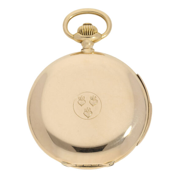 Swiss gold hunting cased minute repeating lever watch Circa 1904 Swiss gold hunting cased minute repeating lever watch Circa 1904