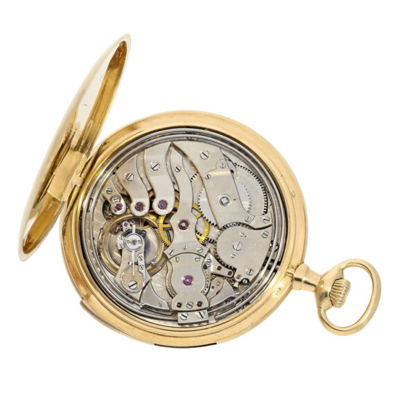 Swiss 18K gold open faced minute repeating dress watch Circa 1900 Swiss 18K gold open faced minute repeating dress watch Circa 1900