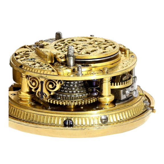 English gold pair cased repeating repoussé verge watch Circa 1730 English gold pair cased repeating repoussé verge watch Circa 1730