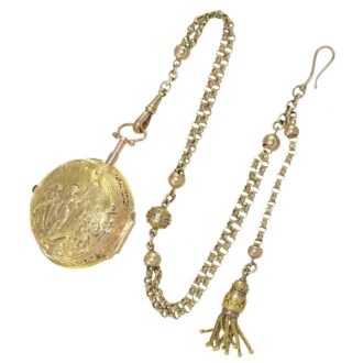 English repoussé gold hour repeating verge watch Circa 1760 English repoussé gold hour repeating verge watch Circa 1760
