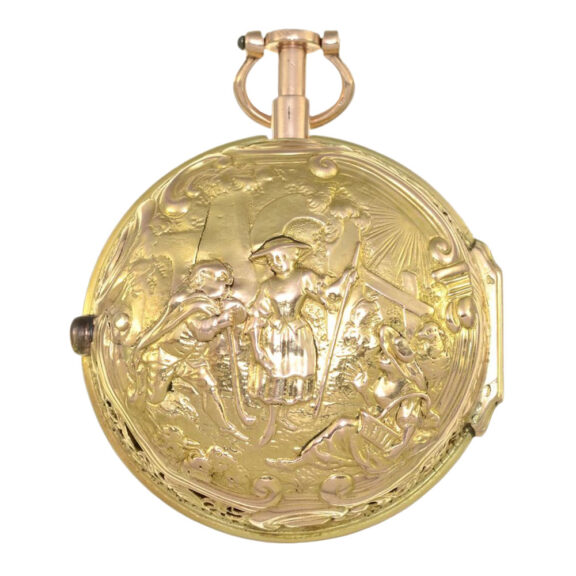 Very decorative Swiss agate and rose gold lever watch Circa 1920 English repoussé gold hour repeating verge watch Circa 1760