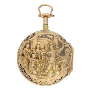 Swiss rose gold quarter repeating repoussé verge watch Circa 1750