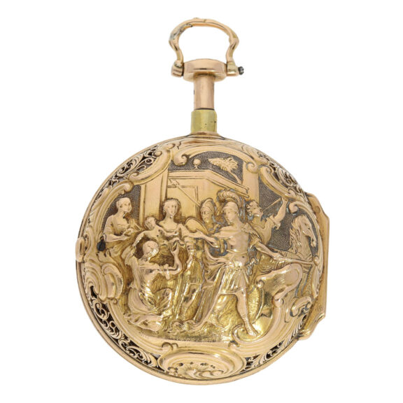 Swiss rose gold quarter repeating repoussé verge watch Circa 1750