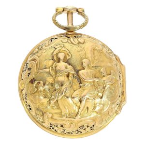 Early English 22K gold repeating repoussé verge Circa 1724-1744