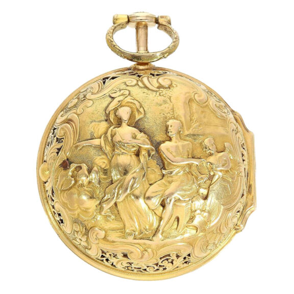 Early English 22K gold repeating repoussé verge Circa 1724-1744 Early English 22K gold repeating repoussé verge Circa 1724-1744