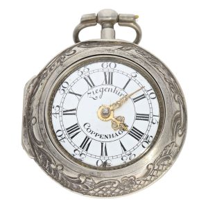German/Danish silver pair cased repoussé verge watch Circa 1720