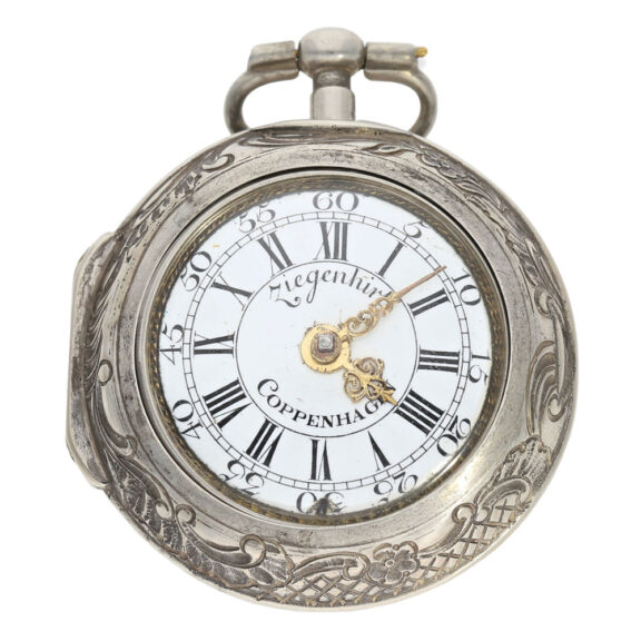 German/Danish silver pair cased repoussé verge watch Circa 1720