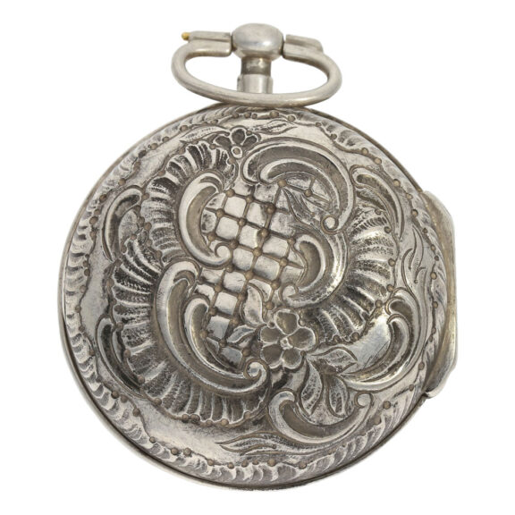 German/Danish silver pair cased repoussé verge watch Circa 1720 German/Danish silver pair cased repoussé verge watch Circa 1720