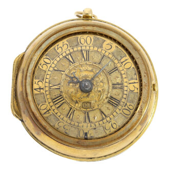 lnteresting English gold-plated oignon watch with date Circa 1700