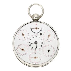 Large Swiss silver verge with 7 complications Circa 1800