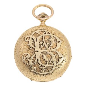 Swiss 18K rose gold hunting cased pocket chronometer Circa 1882