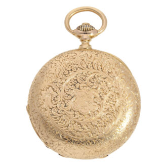 Swiss 18K rose gold hunting cased pocket chronometer Circa 1882 Swiss 18K rose gold hunting cased pocket chronometer Circa 1882