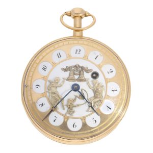 Swiss gold Jacquemart automaton with carillon strike Circa 1820