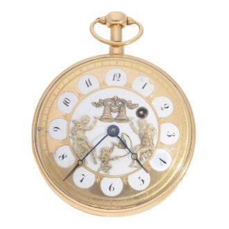 Swiss gold Jacquemart automaton with carillon strike Circa 1820 Swiss gold Jacquemart automaton with carillon strike Circa 1820