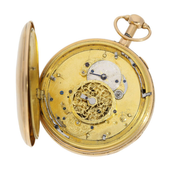 Swiss gold Jacquemart automaton with carillon strike Circa 1820 Swiss gold Jacquemart automaton with carillon strike Circa 1820