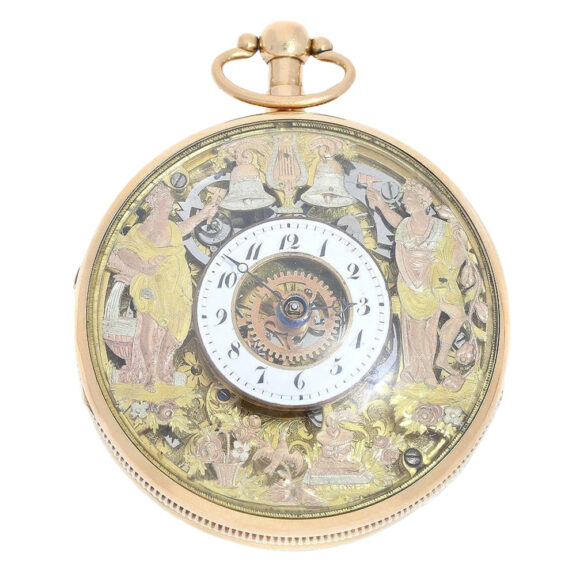 Swiss gold skeletonized repeating Jacquemart automaton Circa 1810