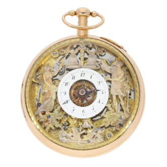 Swiss rose gold verge with carrillon and four automata Circa 1820 Swiss rose gold verge with carrillon and four automata Circa 1820