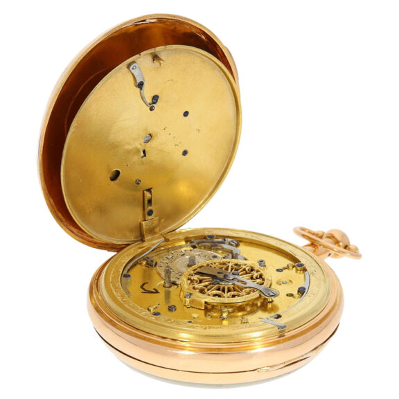 Swiss rose gold verge with carrillon and four automata Circa 1820 Swiss rose gold verge with carrillon and four automata Circa 1820