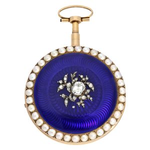 Important French gold and enamel repeating virgule watch Circa 1800