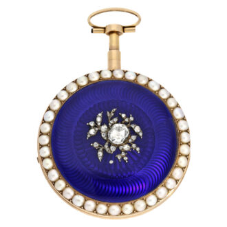 Important French gold and enamel repeating virgule watch Circa 1800