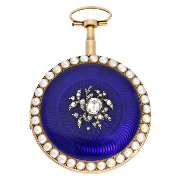 Important French gold and enamel repeating virgule watch Circa 1800