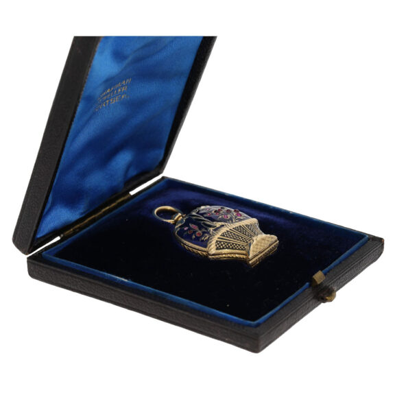 Swiss 18K gold and enamel gem-set form watch Circa 1850 Swiss 18K gold and enamel gem-set form watch Circa 1850