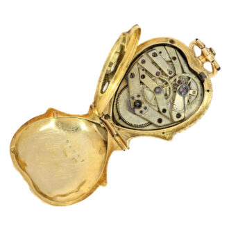 Swiss 18K gold and enamel gem-set form watch Circa 1850