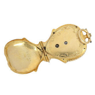 Swiss 18K gold and enamel gem-set form watch Circa 1850