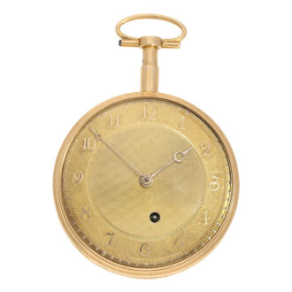 Swiss 18K gold open faced cylinder watch with automaton Circa 1820