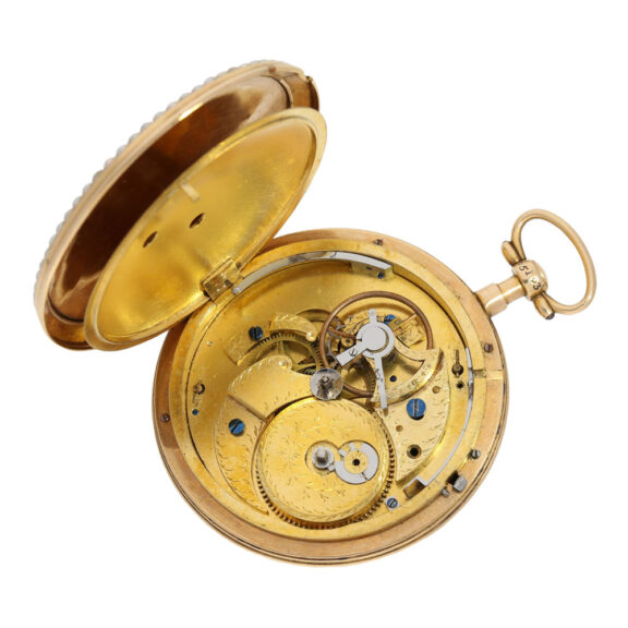 Swiss gold jumping centre seconds cylinder watch Circa 1800 Swiss gold jumping centre seconds cylinder watch Circa 1800