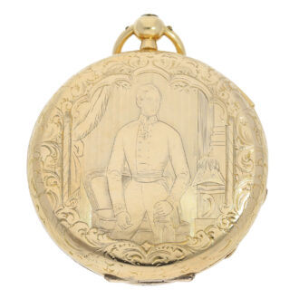Swiss gold hunting cased quarter repeating lever watch Circa 1855