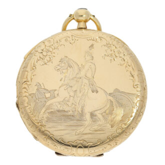 Swiss gold hunting cased quarter repeating lever watch Circa 1855
