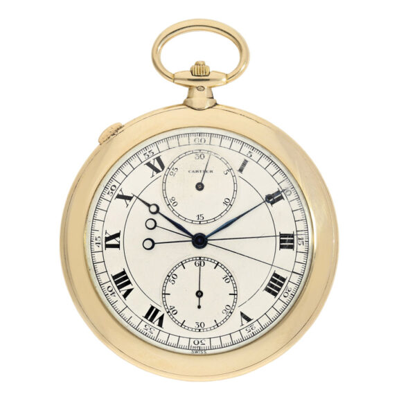 Swiss gold split-seconds lever chronograph with counter Circa 1925
