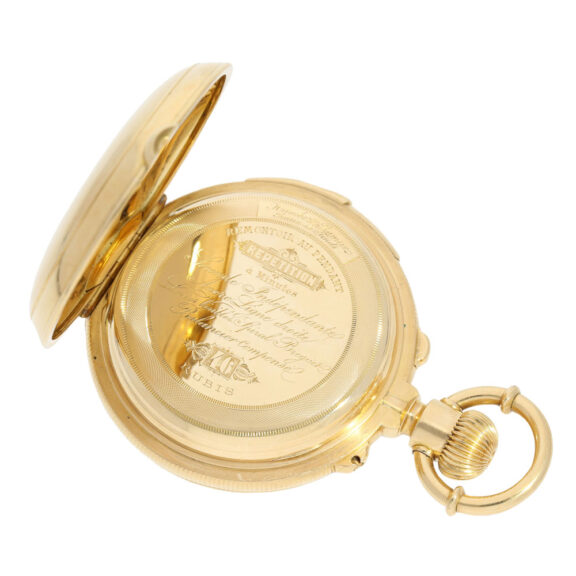 Swiss gold repeating lever watch with Seconde Morte Circa 1875 Swiss gold repeating lever watch with Seconde Morte Circa 1875