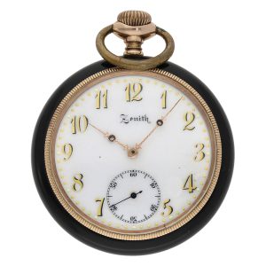 Rare Swiss onyx open faced lever pocket watch Circa 1920